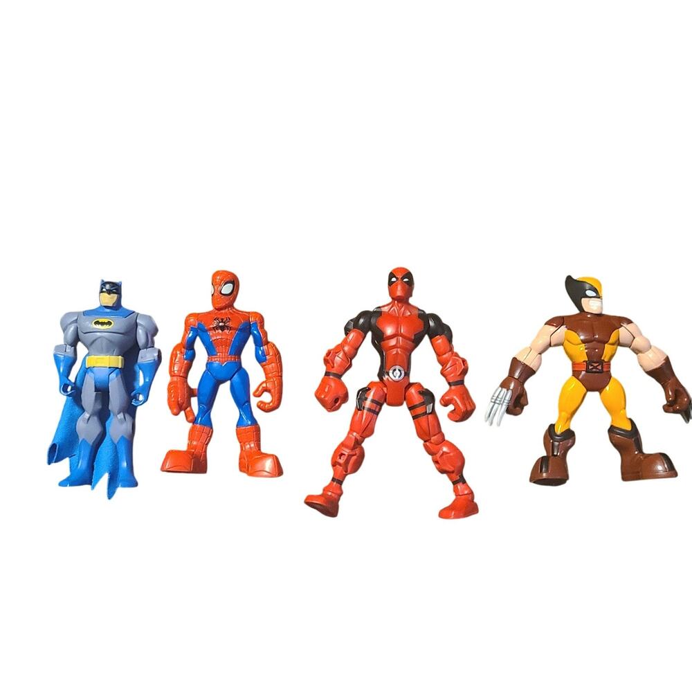 Superhero lots 4 Action figures Batman spiderman deadpool wolverine